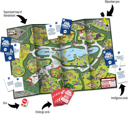 IDEAL | Race Find Finley Theme Park Edition: Gather clues, search the map. How fast will your team find Finley? | Family Games | 2+ Players | Ages 7+