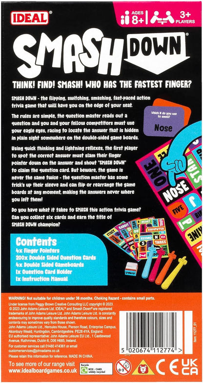 Ideal | Smash Down: Think! Find! SMASH! Who has the fastest finger? | Family Party Games | 3+ Players | Ages 8+