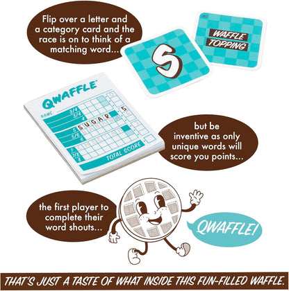 Ideal | Qwaffle: The tasty game of words and letters | Family Word Games | 2+ Players | Ages 8+