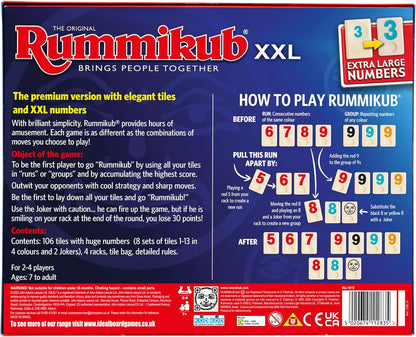 Rummikub IDEAL XXL: The Board Game from IDEAL | Family Games | 2-4 Players | Ages 8+