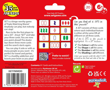 PlayMonster SET Enterprises SET - The Family Card Game of Visual Perception - Race to Find The Matches, For Ages 8+, 81 Cards, Rules included