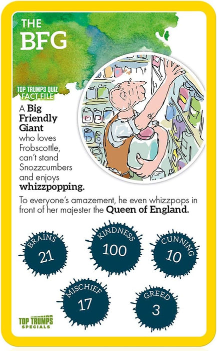 Top Trumps Roald Dahl Vol.1 Specials Card Game, play with gloriumptious characters from Matilda, The BFG, Charlie and the Chocolate Factory and Willy Wonka, gifts for boys and girls aged 6 plus