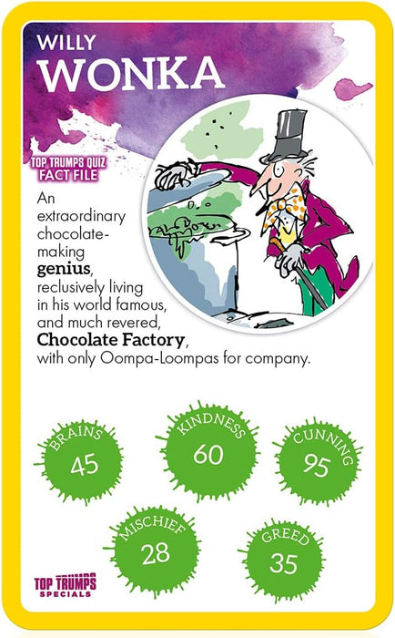 Top Trumps Roald Dahl Vol.1 Specials Card Game, play with gloriumptious characters from Matilda, The BFG, Charlie and the Chocolate Factory and Willy Wonka, gifts for boys and girls aged 6 plus