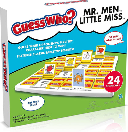 Winning Moves Mr Men and Little Miss Guess Who? Board Game, Play with Mr Grumpy, Mr Funny, Mrs Happy and Mr Sad to guess your opponents character, makes a great gift for ages 6 plus