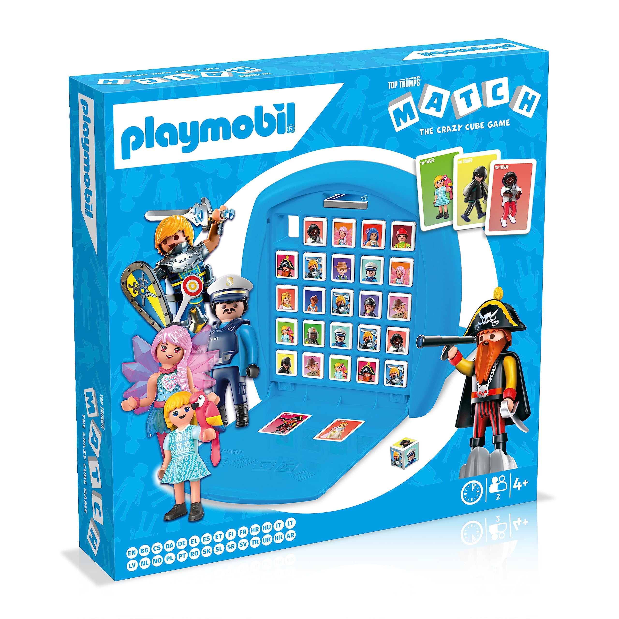 Top Trumps Match Playmobil Board Game, match 5 burglars, pirates, fairies, knights and princesses in a row to win, travel game, gift and toy for Age 4 plus