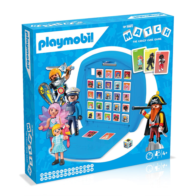 Top Trumps Match Playmobil Board Game, match 5 burglars, pirates, fairies, knights and princesses in a row to win, travel game, gift and toy for Age 4 plus