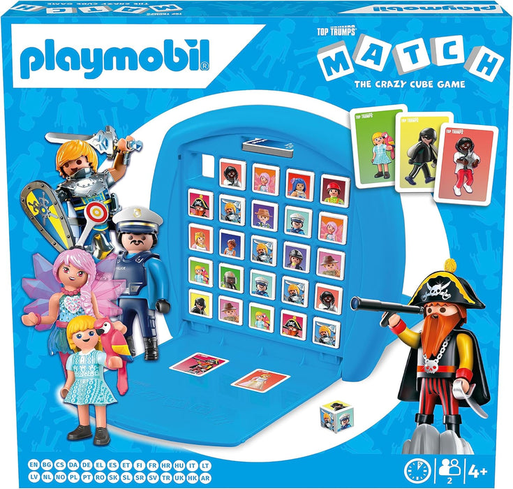 Top Trumps Match Playmobil Board Game, match 5 burglars, pirates, fairies, knights and princesses in a row to win, travel game, gift and toy for Age 4 plus