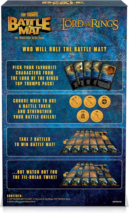 Top Trumps Lord of the Rings Battle Mat Board Game, Enter the battlefield with this tabletop edition, Play with Gandalf, Frodo, Arwen, Galadriel and Gollum, Educational games for ages 6 plus
