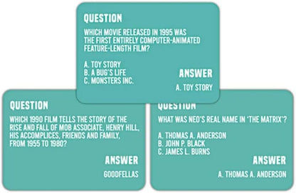 Totally 90s Movie Trivia 100 Cards Questions Game