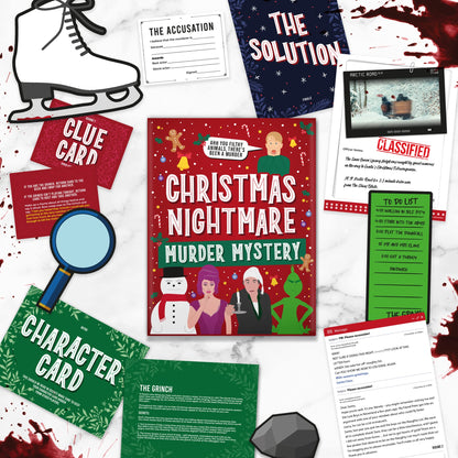 Gift Republic Christmas Nightmare Murder Mystery Board Game - Perfect for Family & Friends 12 Characters Fun Party Game Kit