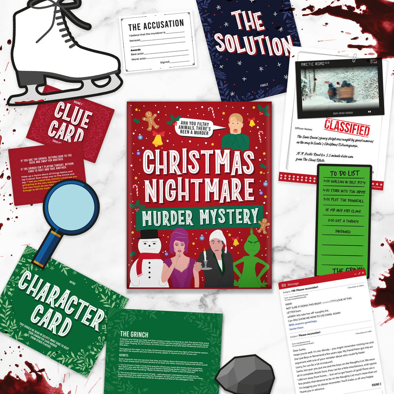 Gift Republic Christmas Nightmare Murder Mystery Board Game - Perfect for Family & Friends 12 Characters Fun Party Game Kit