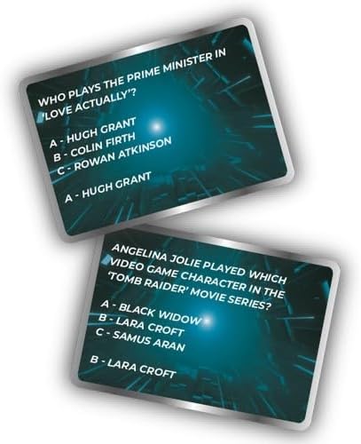 Gift Republic, Super 00s Movie Trivia Cards - Baraja de preguntas de 100 cartas, desafío de conocimiento cinematográfico de los años 2000, compacto y portátil, ideal para fiestas, noches de juego y
