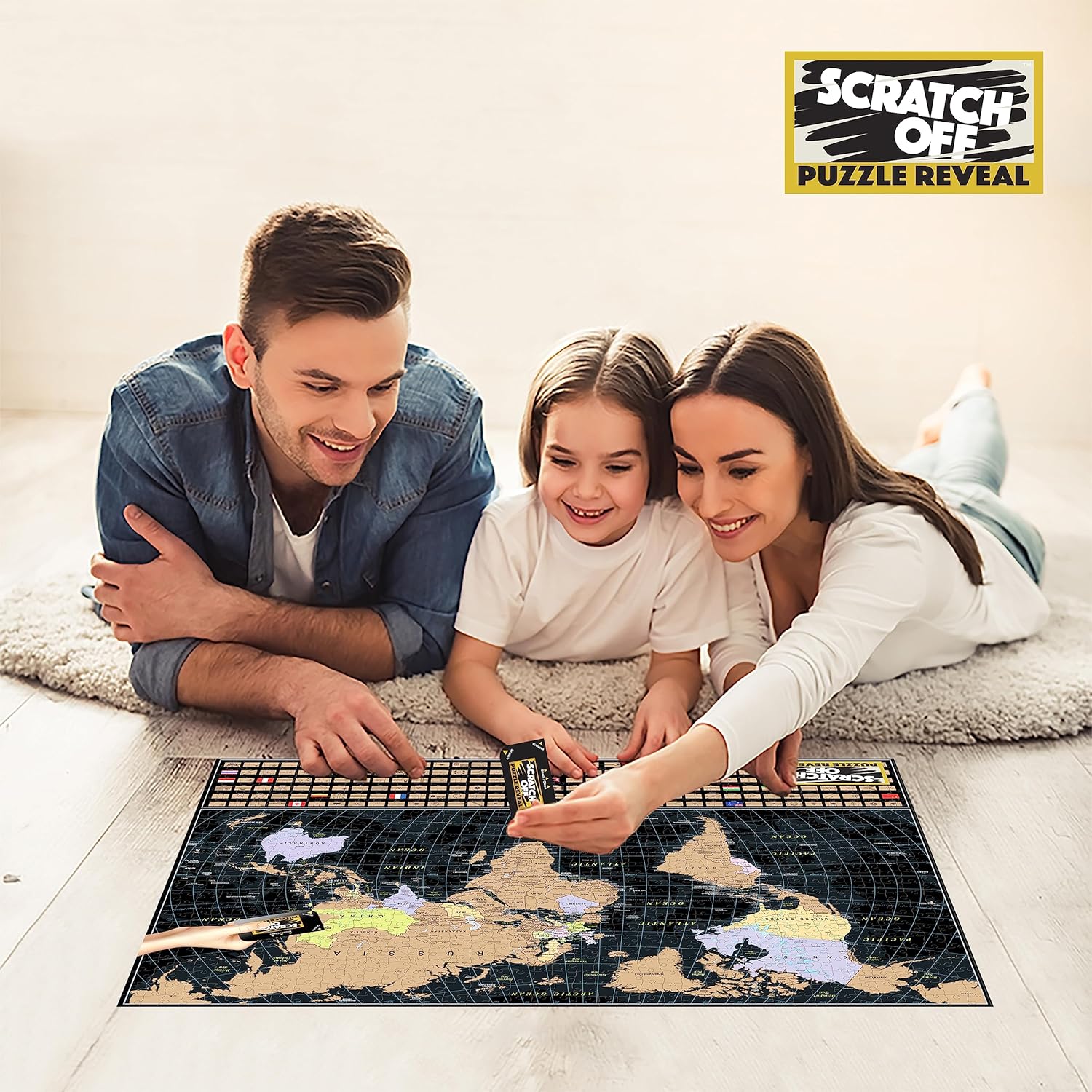 University Games U08566 World Map Scratch Off Puzzle
