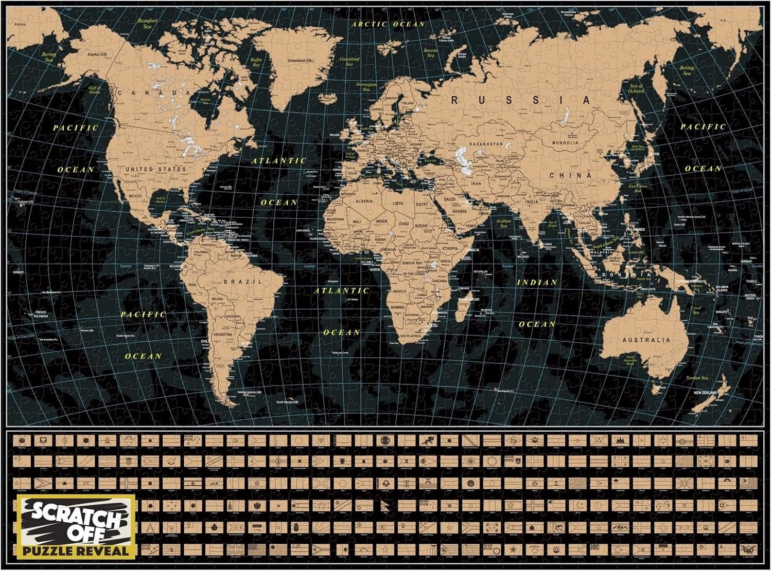 University Games U08566 World Map Scratch Off Puzzle