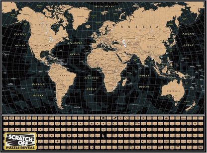 University Games U08566 World Map Scratch Off Puzzle