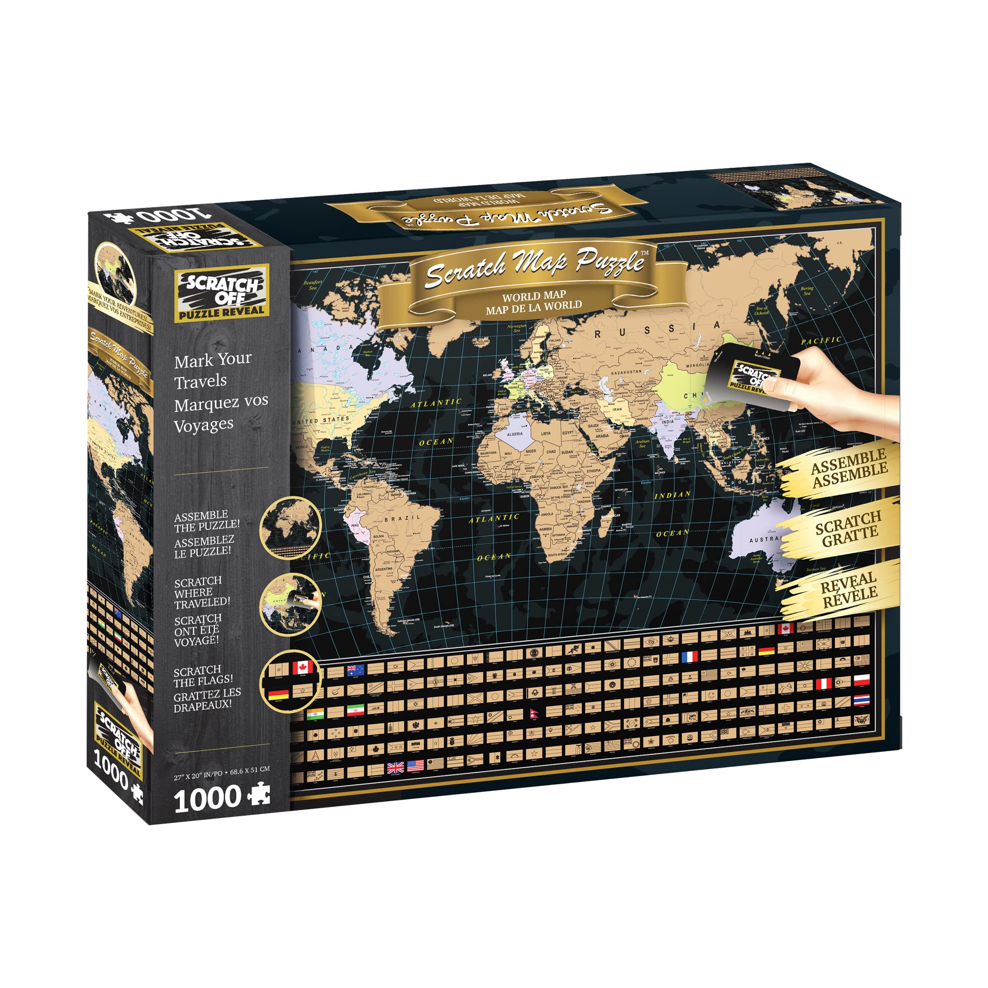 University Games U08566 World Map Scratch Off Puzzle