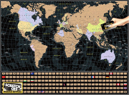 University Games U08566 World Map Scratch Off Puzzle