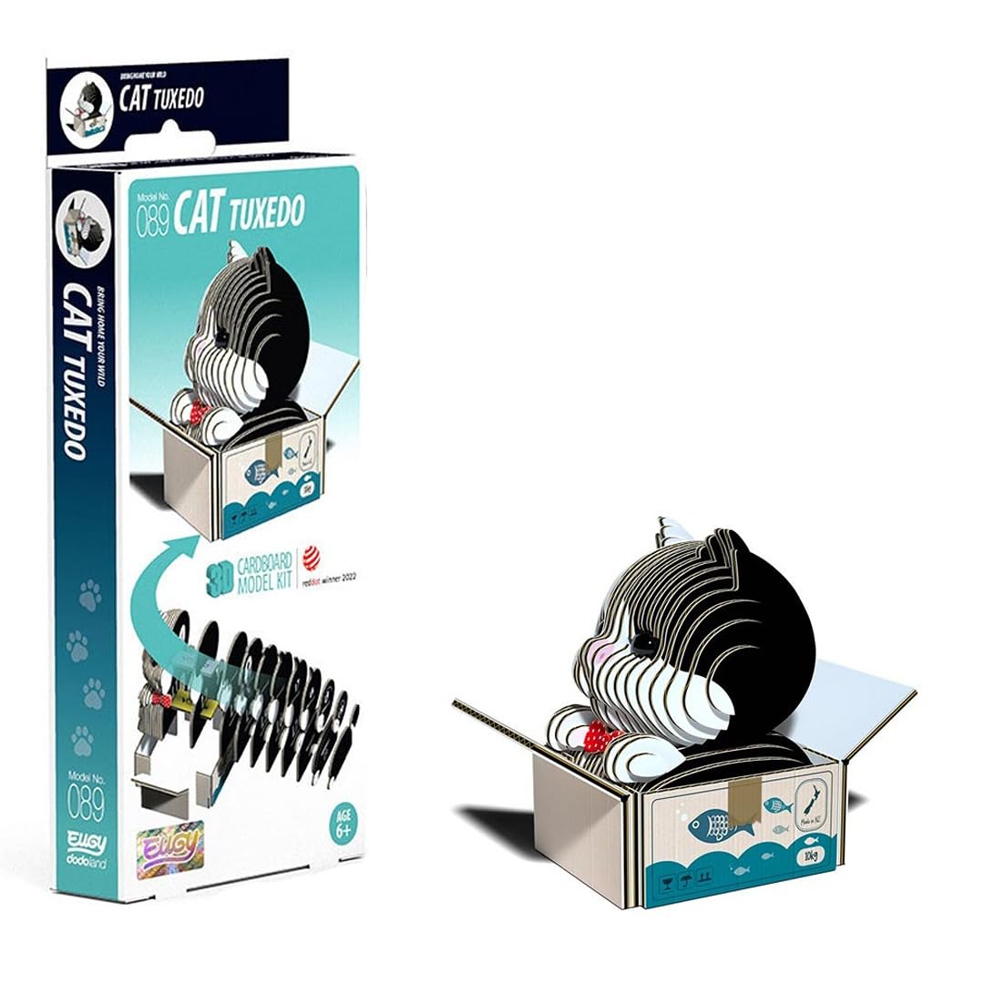 EUGY 089, Cat Tuxedo Cardboard Model Kit, Ages 6+