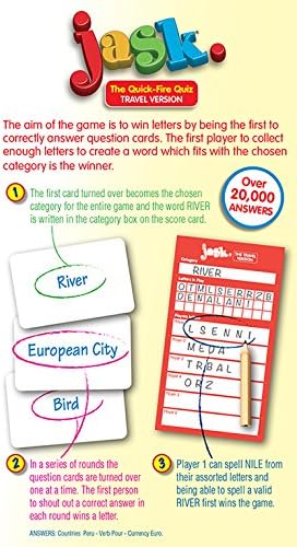 Travel Jask Great for Journeys, Holidays ! Fast-Paced Interactive Game ! For all ages from 8+ ! Everyone plays all at the same time ! !