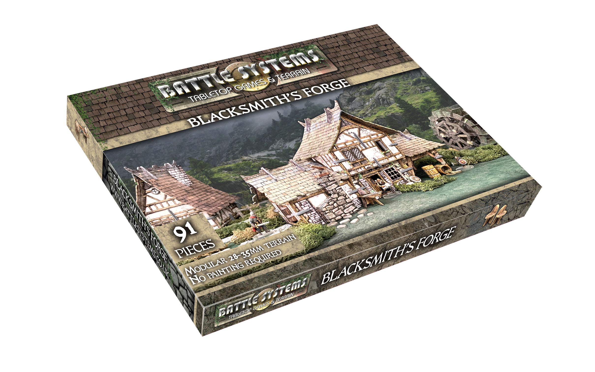 Battle Systems – Modular Fantasy Scenery – Perfect for Roleplaying and Wargames - Multi Level Tabletop Terrain for 28mm Miniatures – Colour Printed Model Diorama – DnD Warhammer (Blacksmith's Forge