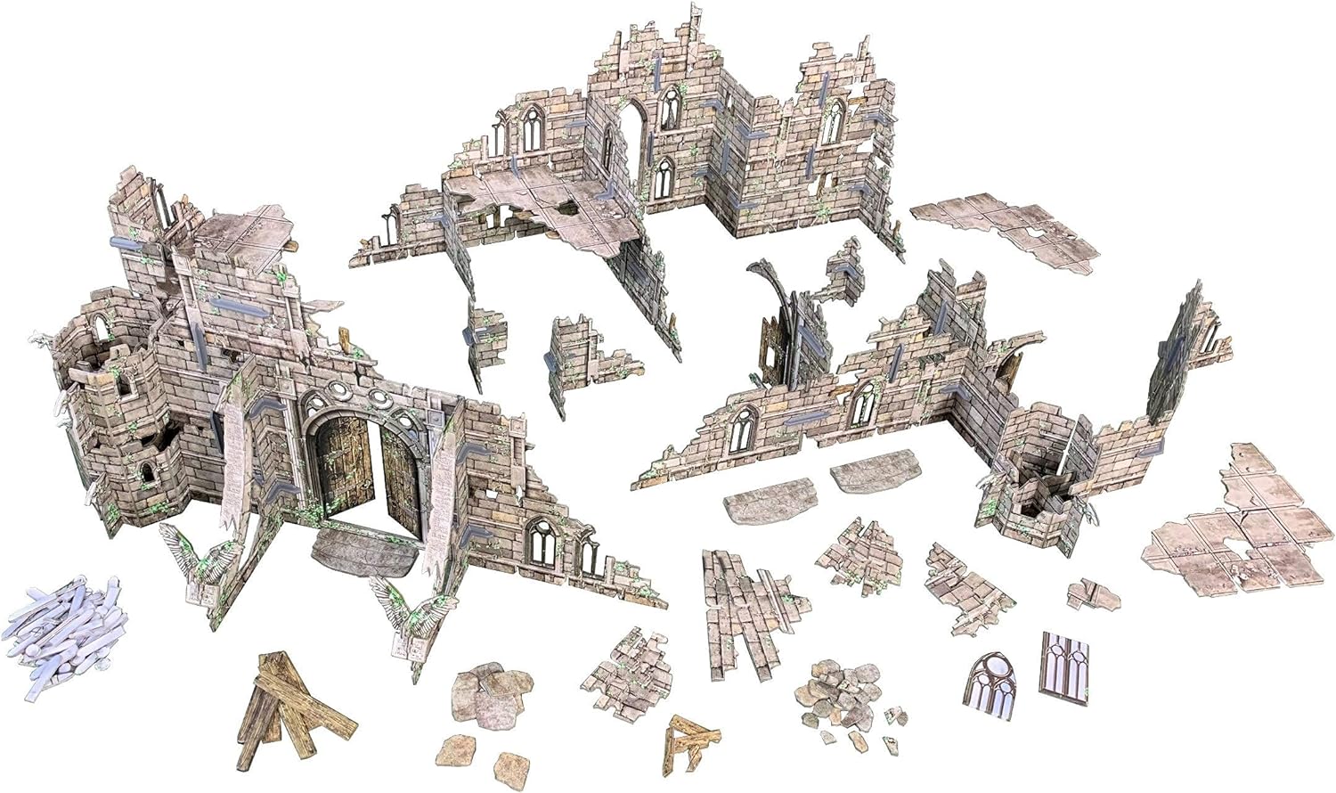 Battle Systems – Modular Fantasy Scenery – Perfect for Roleplaying and Wargames - Multi Level Tabletop Terrain for 28mm Miniatures – Colour Printed Model Diorama – DnD Warhammer (Ruined Monastery