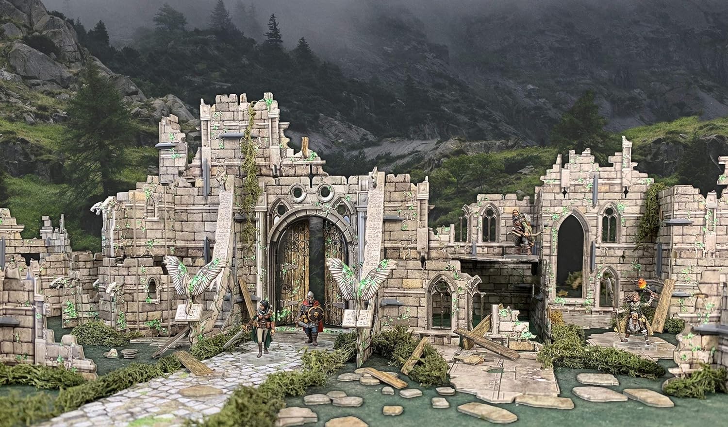 Battle Systems – Modular Fantasy Scenery – Perfect for Roleplaying and Wargames - Multi Level Tabletop Terrain for 28mm Miniatures – Colour Printed Model Diorama – DnD Warhammer (Ruined Monastery