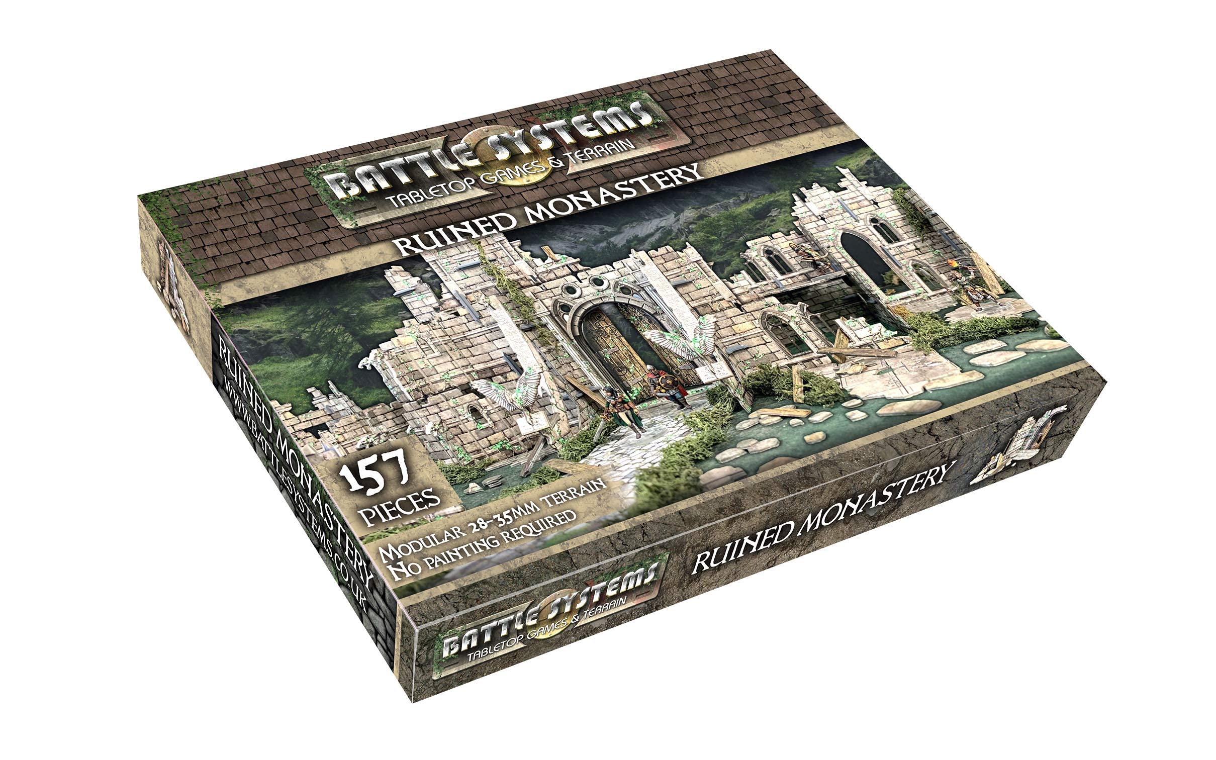 Battle Systems – Modular Fantasy Scenery – Perfect for Roleplaying and Wargames - Multi Level Tabletop Terrain for 28mm Miniatures – Colour Printed Model Diorama – DnD Warhammer (Ruined Monastery