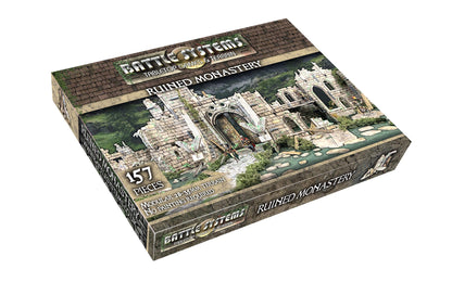 Battle Systems – Modular Fantasy Scenery – Perfect for Roleplaying and Wargames - Multi Level Tabletop Terrain for 28mm Miniatures – Colour Printed Model Diorama – DnD Warhammer (Ruined Monastery