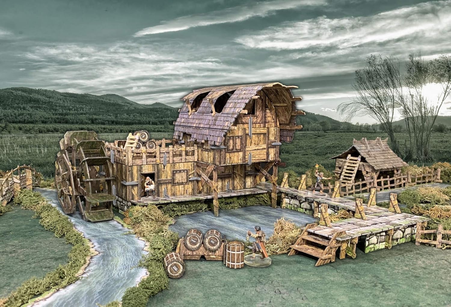 Battle Systems BAT-BSTFWE015 Fantasy Water Mill - Modular Multi Level Tabletop Wargames Terrain - Wargaming Scenery for 28mm to 35mm Miniatures