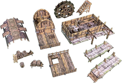 Battle Systems BAT-BSTFWE015 Fantasy Water Mill - Modular Multi Level Tabletop Wargames Terrain - Wargaming Scenery for 28mm to 35mm Miniatures