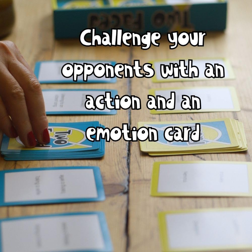 Two Faced, Extreme charades for your face! A hilarious party game for all the family. Not your usual family board game.