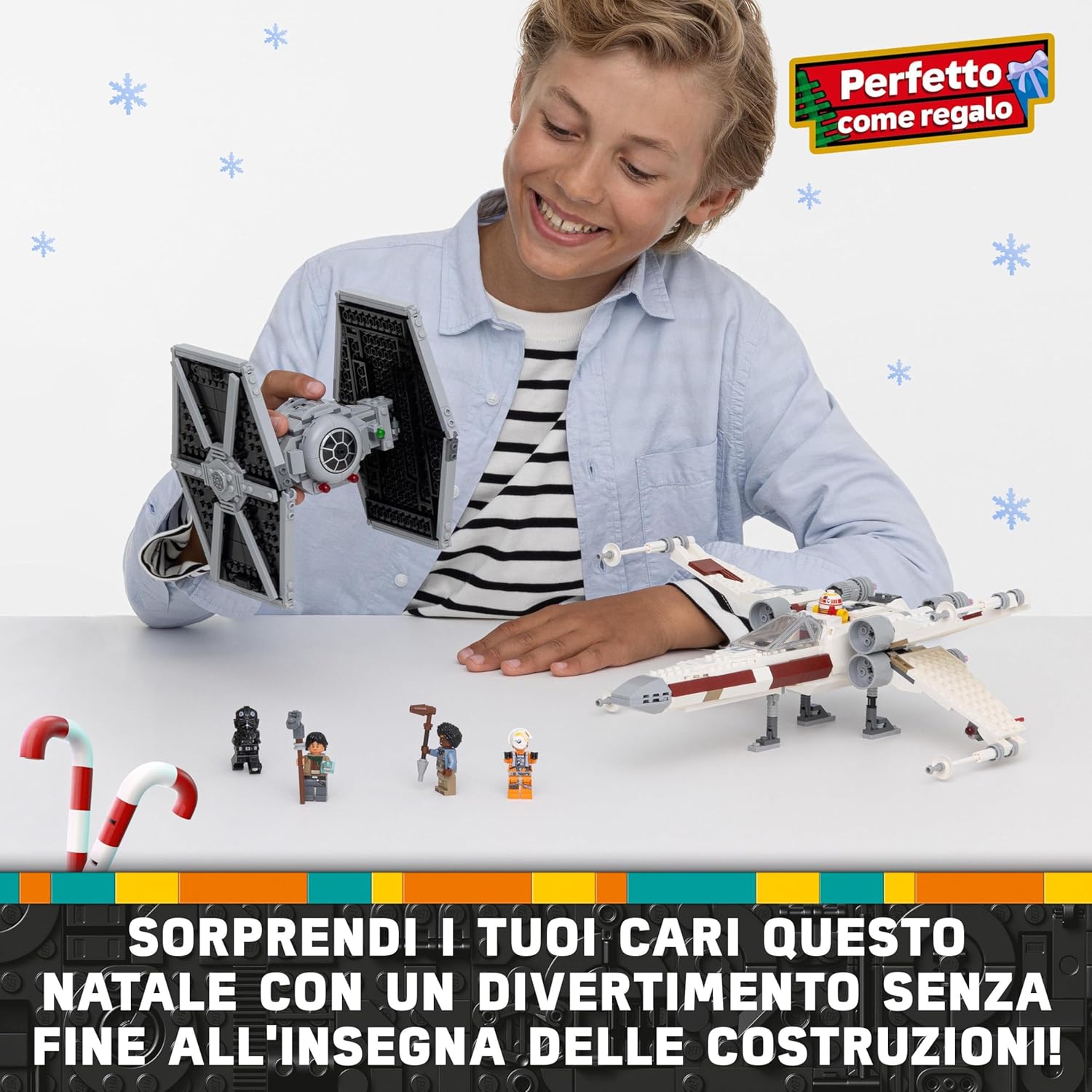 LEGO Star Wars TIE Fighter & X-Wing Mash-up Set, Starfighter Building Toy 9 Plus Year Old for Kids, Vehicles with 4 Minifigures and a Droid Figure, Creative Gift for Boys, Girls and Fans 75393
