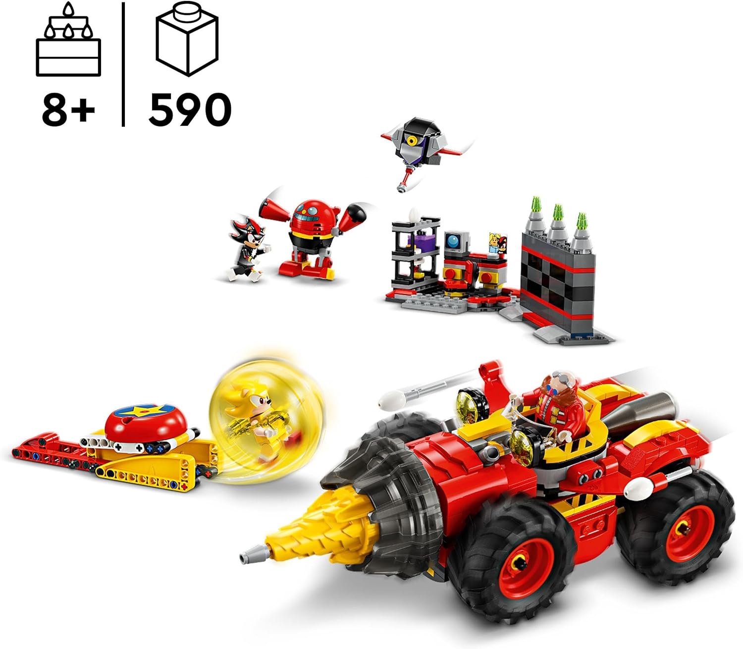 LEGO Sonic the Hedgehog Super Sonic vs. Egg Drillster, Video Game Toy for 8 Plus Year Old Kids, Boys & Girls, Adventure Set with Shadow and Dr. Eggman Characters 76999