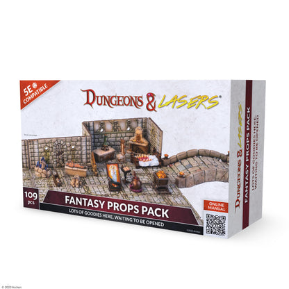 Dungeons & Lasers Fantasy Props DND Accessories Pack - 109 Piece Set Includes Miniature Elements and Bits for Tabletop Terrain and 5E Compatible RPG Games - Unpainted - for Ages 14 Years +