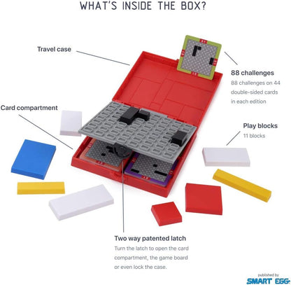 Mondrian Blocks - Red Edition (Parents’ Choice Award Winner) - Brain Teaser STEM Puzzle Game, Compact Travel Game on Board, Red Edition