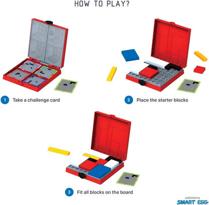 Mondrian Blocks - Red Edition (Parents’ Choice Award Winner) - Brain Teaser STEM Puzzle Game, Compact Travel Game on Board, Red Edition