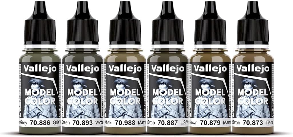 Vallejo VAL70203 AV Model Color Set-WWII American Armour&Infantry, 17 ml (Pack of 6