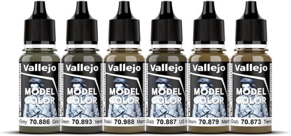 Vallejo VAL70203 AV Model Color Set-WWII American Armour&Infantry, 17 ml (Pack of 6