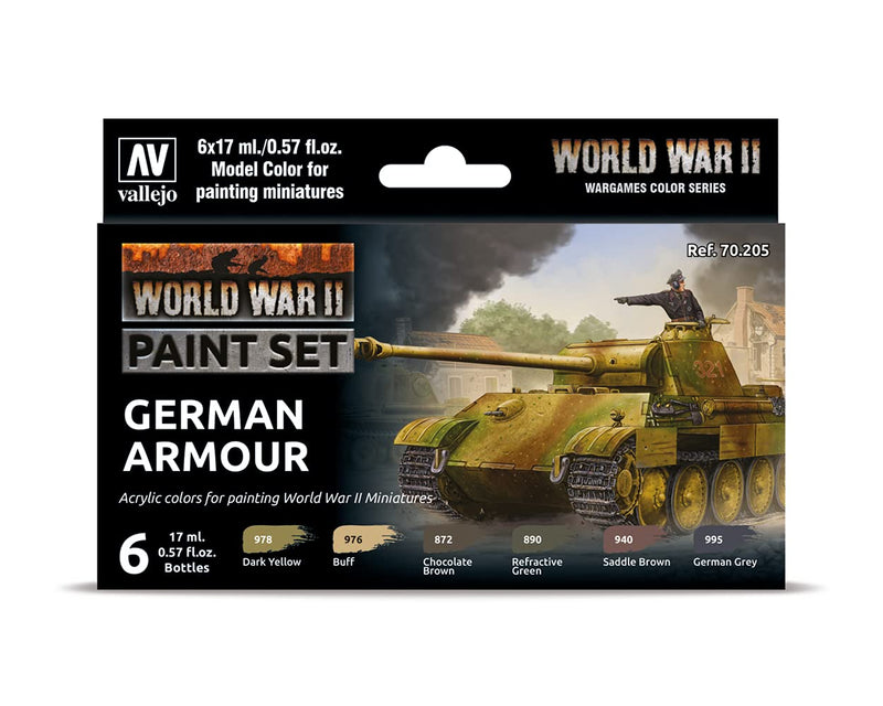 Vallejo VAL70205 AV Model Color Set-WWII German Armour (6), 17 ml (Pack of 6)