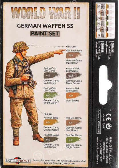 Vallejo VAL70206 Colours for Models and minatures, 17 ml (Pack of 6) & VAL70207 AV Model Color Set-WWII German Waffen SS (6), 17 ml (Pack of 6) + WWII German Waffen SS (6)
