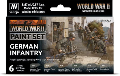 Vallejo VAL70206 Colours for Models and minatures, 17 ml (Pack of 6) & VAL70207 AV Model Color Set-WWII German Waffen SS (6), 17 ml (Pack of 6) + WWII German Waffen SS (6)