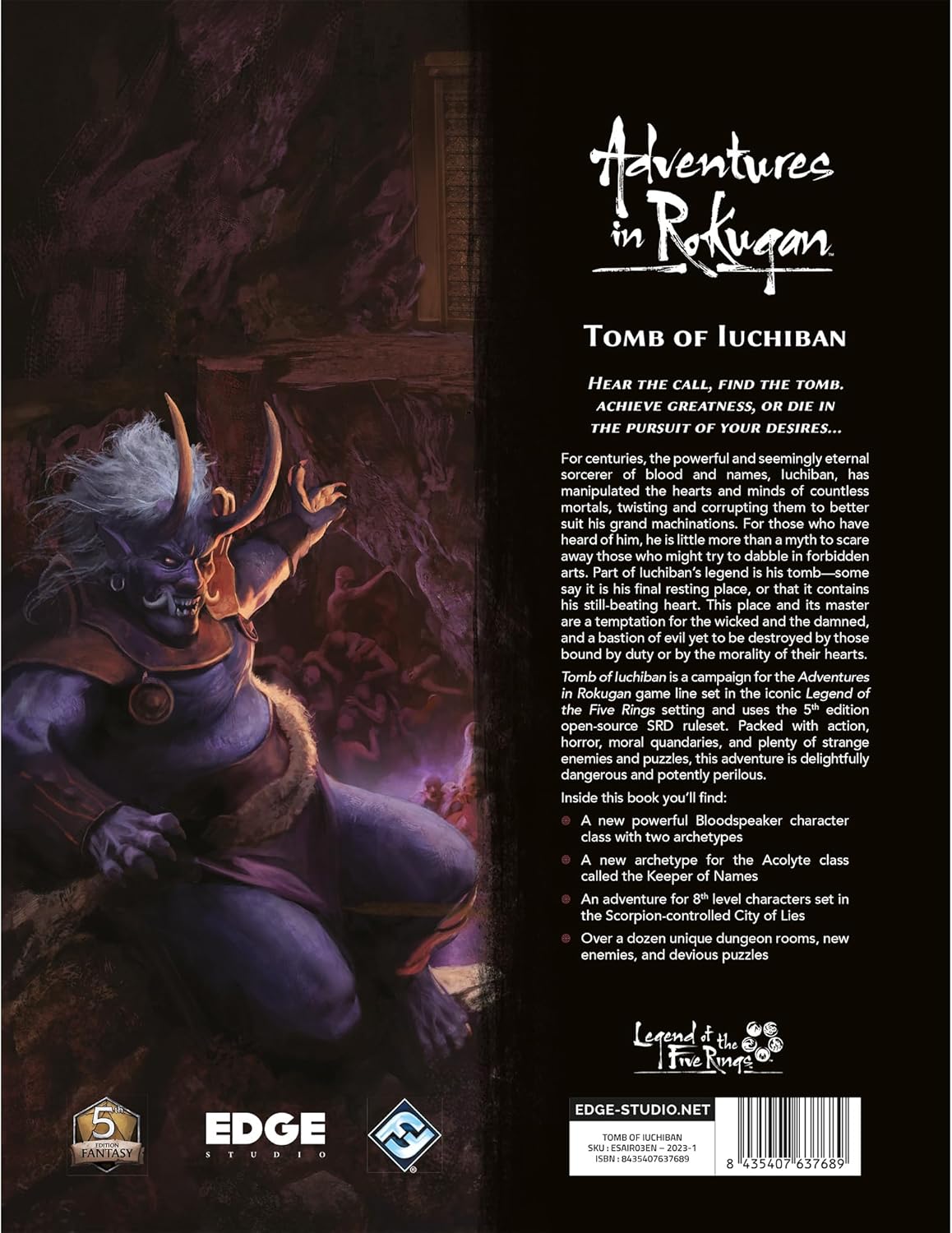 Adventures in Rokugan Roleplaying Game Tomb of Iuchiban Expansion - Unveil The Secrets of The Ancient Tomb! RPG Strategy Game, 2+ Players, Ages 14+, 90 Minute Playtime, Made by EDGE Studio