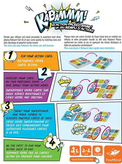 FoxMind Games: Kabammm! an Super Hero themed Game! Ideal for an Entire Family of Big and Little Heroes, Promotes Pattern Recognition, 2 to 6 Players, For Ages 7 and up