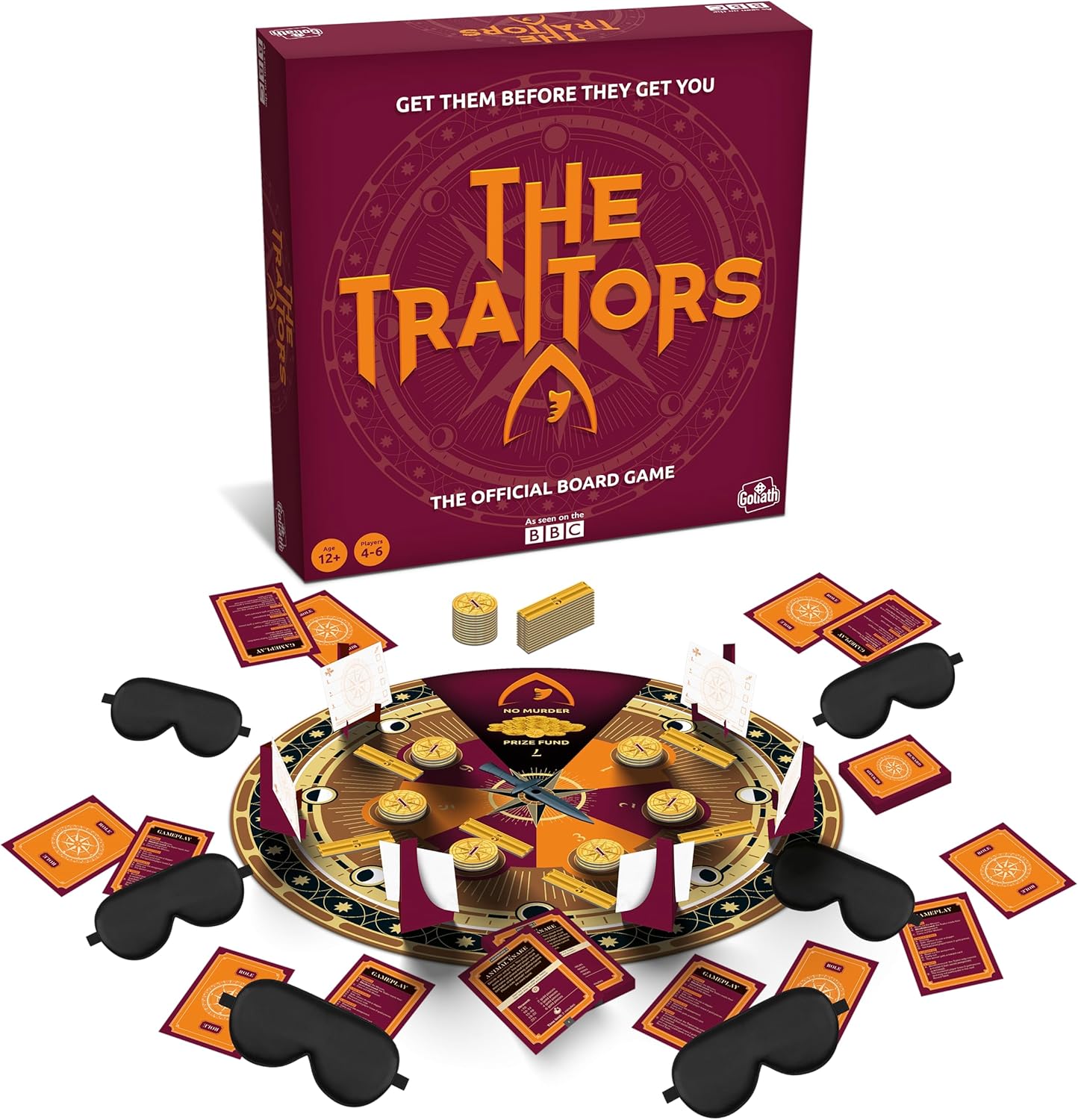 Goliath Games Presents: The Traitors - Official Board Game | Based on the Hit BBC Show | Can the Faithfuls Catch the Traitor? | For 4-6 Players | Ages 12+