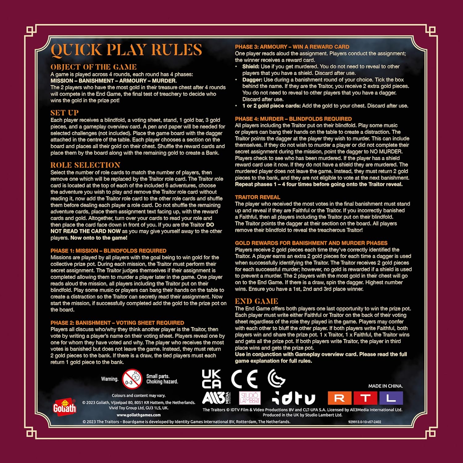 Goliath Games Presents: The Traitors - Official Board Game | Based on the Hit BBC Show | Can the Faithfuls Catch the Traitor? | For 4-6 Players | Ages 12+