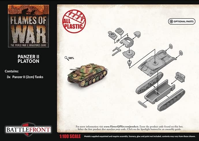 Flames of War: German: Panzer II Tank Platoon (x3 Plastic