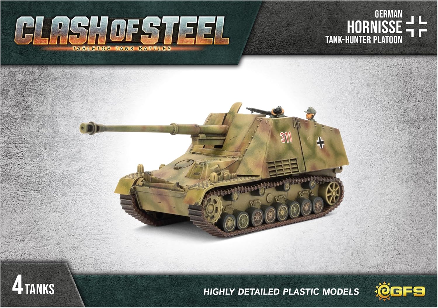 Gale Force Nine Clash of Steel: German: Hornisse Tank-Hunter Platoon (x4 Plastic), CSG06