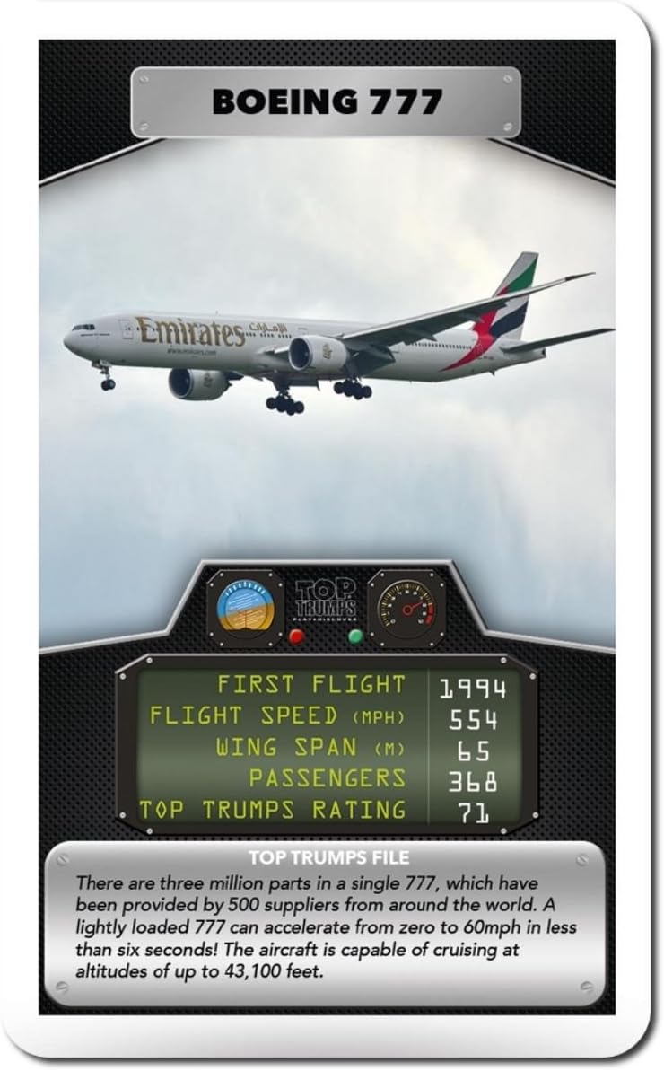 Top Trumps Juego de Cartas Passenger Planes, aprende sobre el Transbordador Espacial Columbia y Boeing 777 en Este Paquete Educativo, Regalo para Mayores de 6 años, Color Blanco (14882