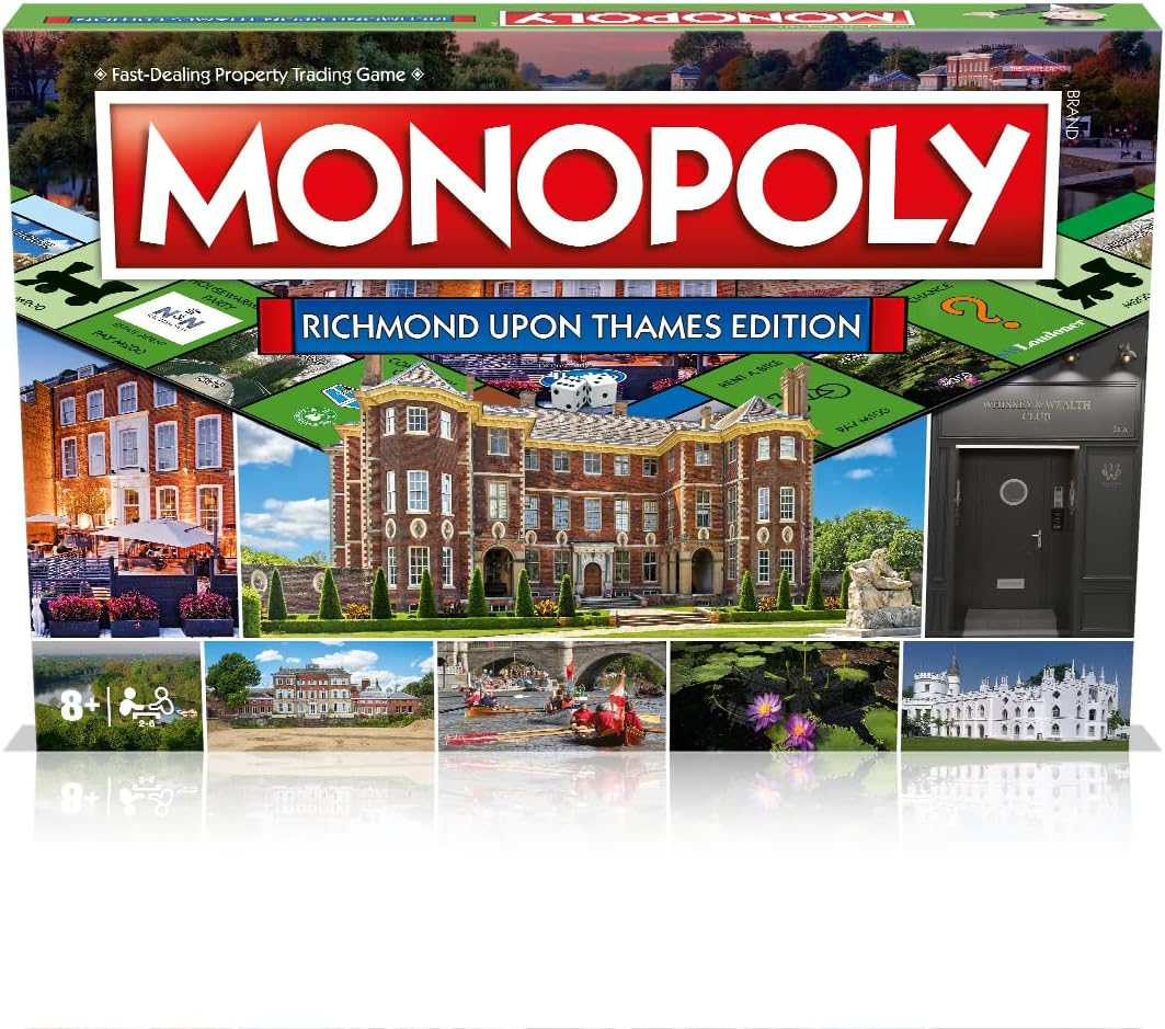 Winning Moves Richmond Monopoly Board Game, Advance to Richmond Theatre, Richmond Park and Kew Gardens, 2–6 players makes a great gift for players aged 8 plus