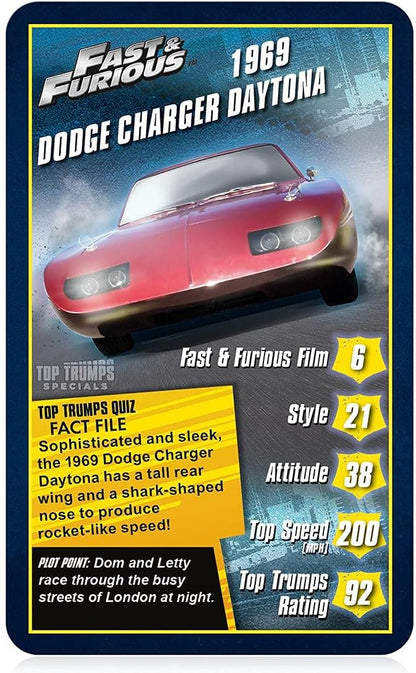 Top Trumps Special Fast and Furious Card Game, juega con coches de películas como Dodge Ice Charger, Lykan Hypersport, International MXT - MVA, regalo y juguete para niños y niñas a partir de 6 años